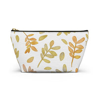 Watercolor Tossed Leaves Accessory Pouch w T-bottom in Yellow